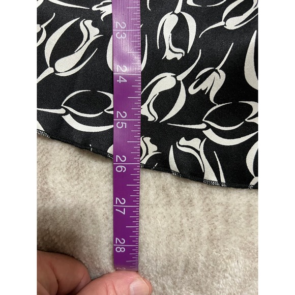 BeBe Black Floral Print Embellished Silk Tank Top, Size L - Picture 9 of 9